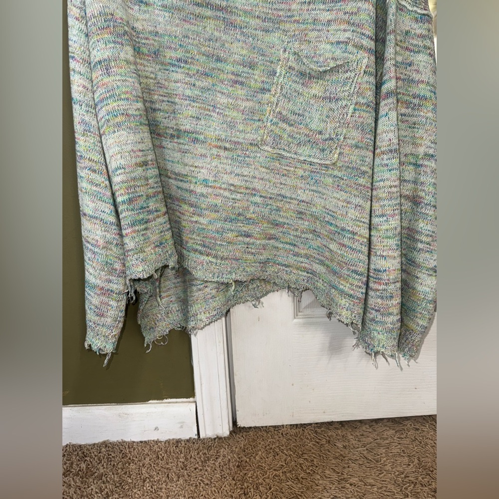 Free People Frayed Colorful Knit Sweater small - Picture 7 of 8